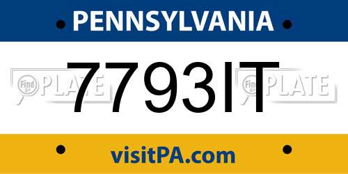 7793IT Pennsylvania License Plate