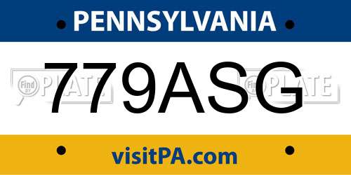 779ASG Pennsylvania License Plate