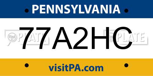 77A2HC Pennsylvania License Plate