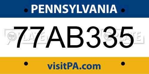 77AB335 Pennsylvania License Plate
