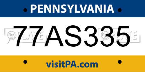 77AS335 Pennsylvania License Plate