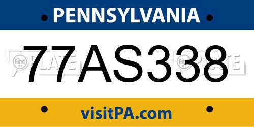 77AS338 Pennsylvania License Plate