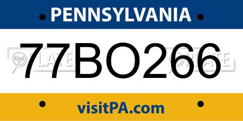 77BO266 Pennsylvania License Plate