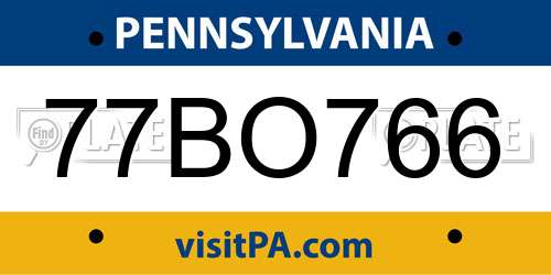 77BO766 Pennsylvania License Plate