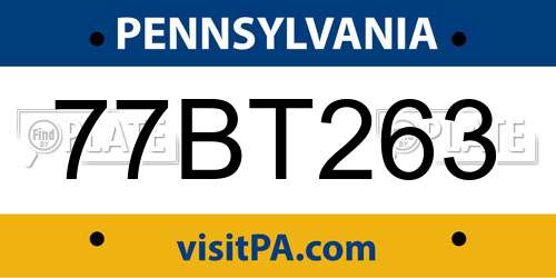 77BT263 Pennsylvania License Plate