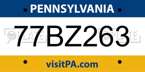 77BZ263 Pennsylvania License Plate