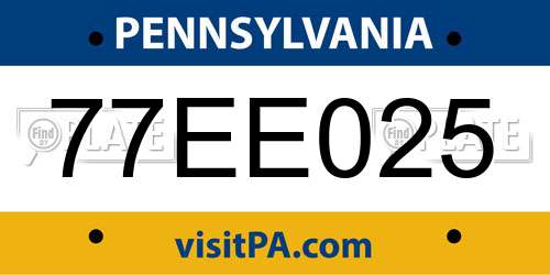 77EE025 Pennsylvania License Plate
