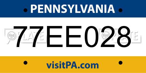 77EE028 Pennsylvania License Plate