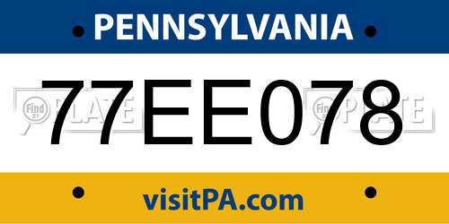 77EE078 Pennsylvania License Plate