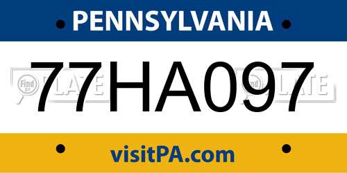 77HA097 Pennsylvania License Plate