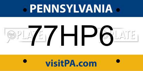 77HP6 Pennsylvania License Plate