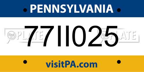77II025 Pennsylvania License Plate