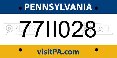 77II028 Pennsylvania License Plate