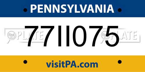 77II075 Pennsylvania License Plate