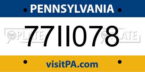 77II078 Pennsylvania License Plate
