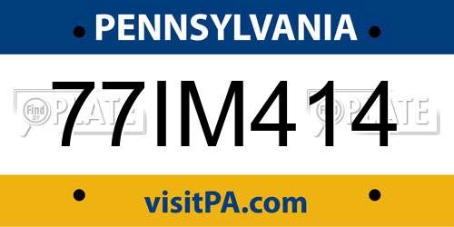77IM414 Pennsylvania License Plate