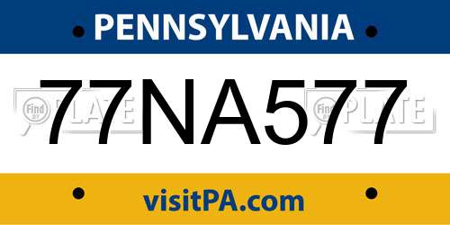 77NA577 Pennsylvania License Plate