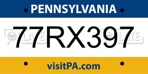 77RX397 Pennsylvania License Plate