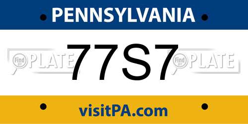 77S7 Pennsylvania License Plate