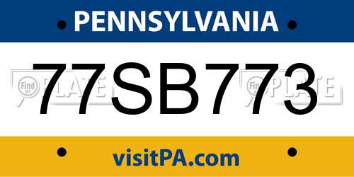 77SB773 Pennsylvania License Plate