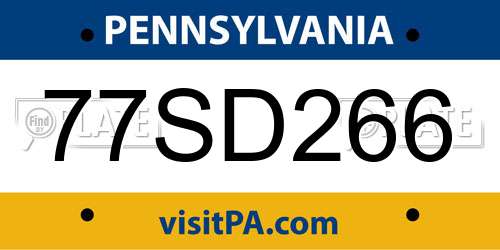 77SD266 Pennsylvania License Plate