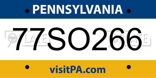 77SO266 Pennsylvania License Plate