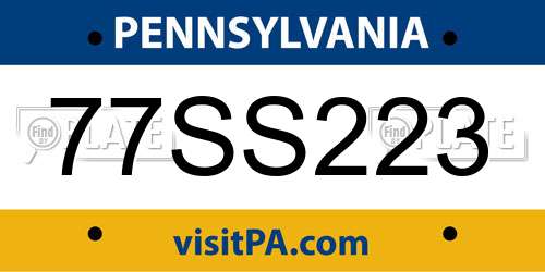 77SS223 Pennsylvania License Plate