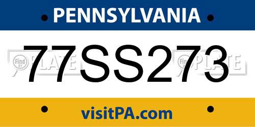 77SS273 Pennsylvania License Plate
