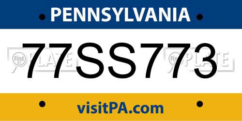 77SS773 Pennsylvania License Plate