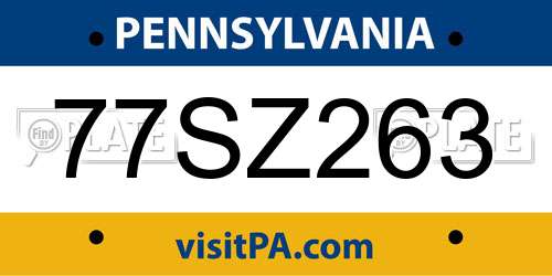 77SZ263 Pennsylvania License Plate