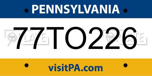 77TO226 Pennsylvania License Plate