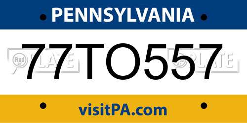 77TO557 Pennsylvania License Plate