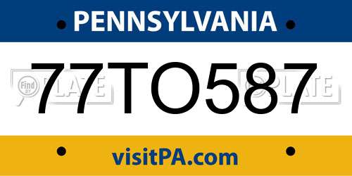 77TO587 Pennsylvania License Plate