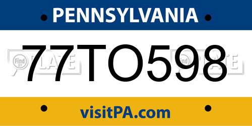 77TO598 Pennsylvania License Plate