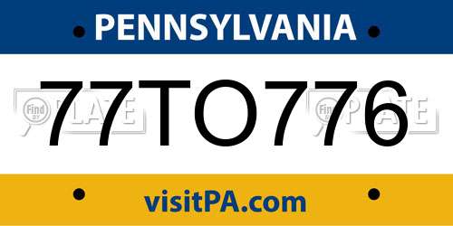 77TO776 Pennsylvania License Plate