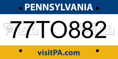 77TO882 Pennsylvania License Plate
