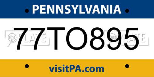77TO895 Pennsylvania License Plate