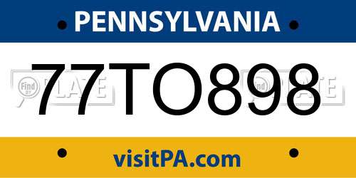 77TO898 Pennsylvania License Plate