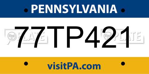 77TP421 Pennsylvania License Plate