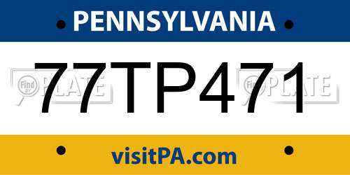77TP471 Pennsylvania License Plate