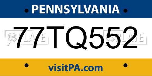 77TQ552 Pennsylvania License Plate