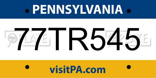 77TR545 Pennsylvania License Plate