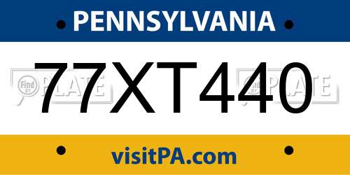 77XT440 Pennsylvania License Plate
