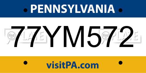 77YM572 Pennsylvania License Plate