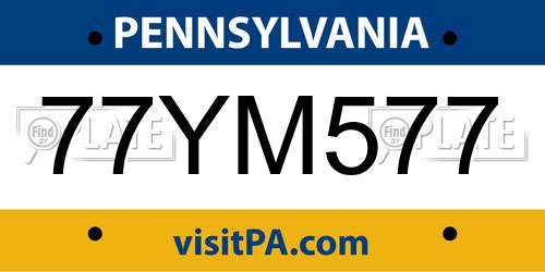77YM577 Pennsylvania License Plate