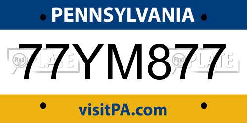 77YM877 Pennsylvania License Plate