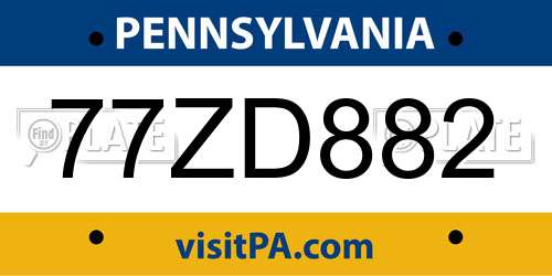 77ZD882 Pennsylvania License Plate