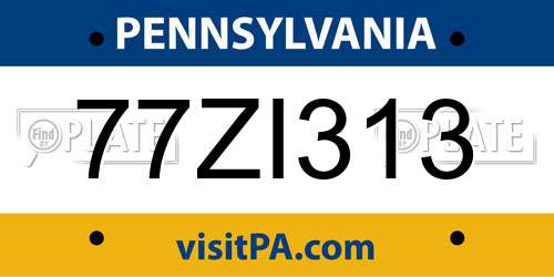 77ZI313 Pennsylvania License Plate