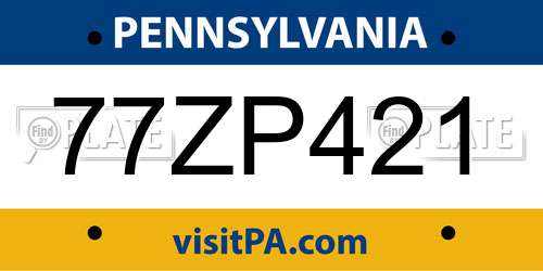 77ZP421 Pennsylvania License Plate