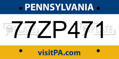 77ZP471 Pennsylvania License Plate
